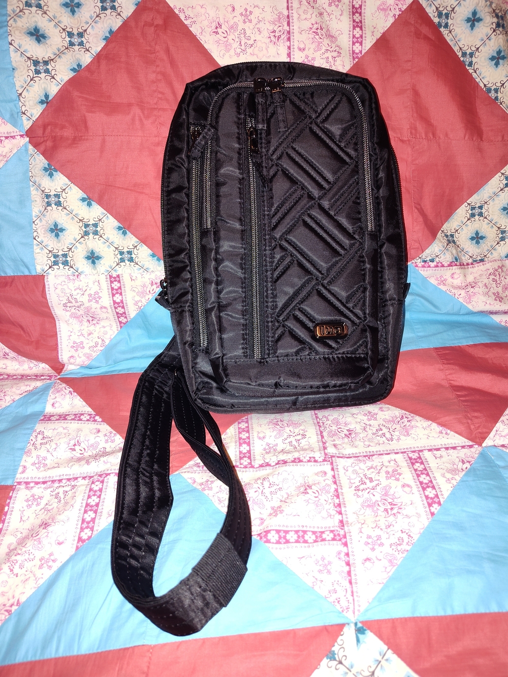 Lug Tailback in Midnight Black Quilted Crossbody Sling Bag
